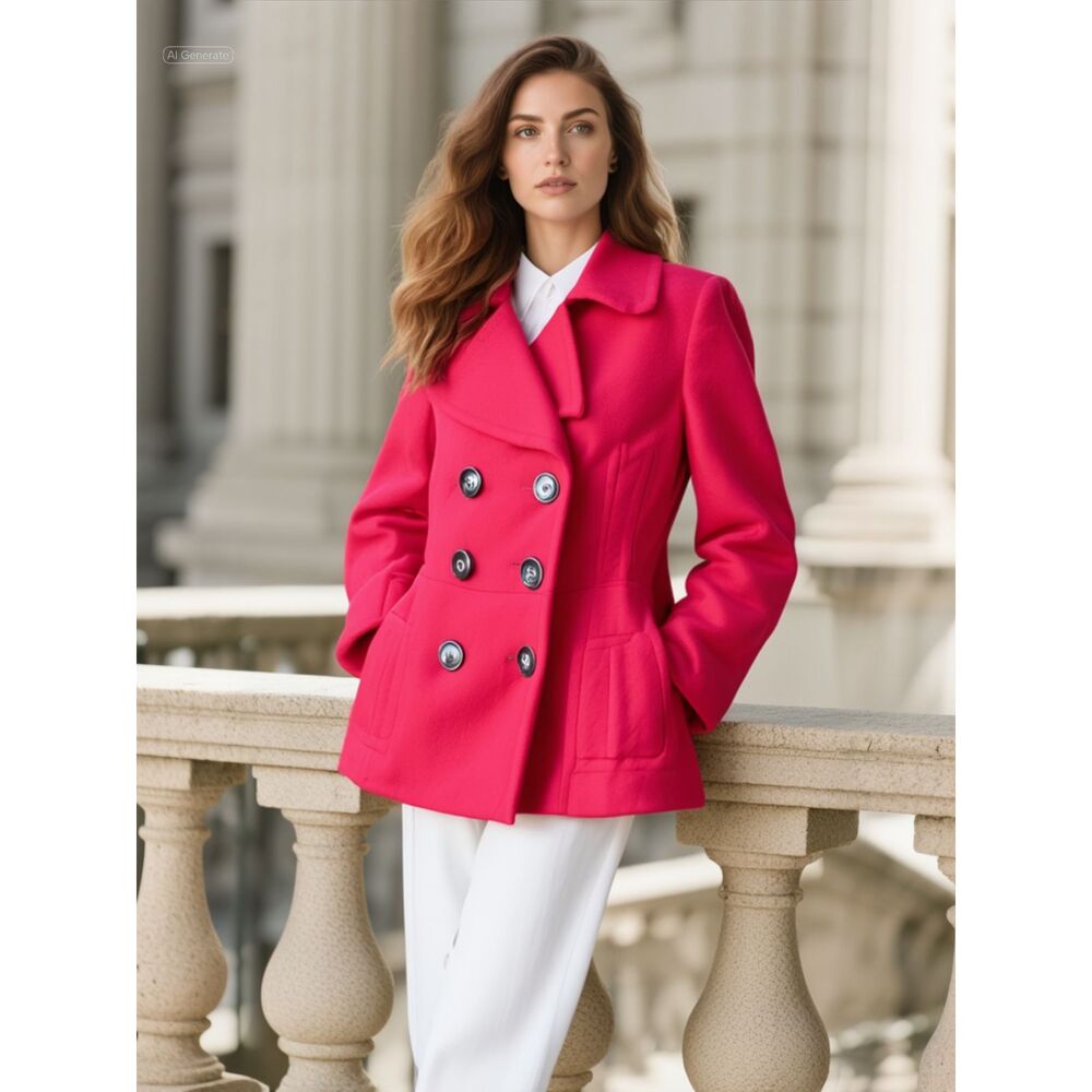 Tribal Women's Size 4 Red Wool & Cashmere Peacoat